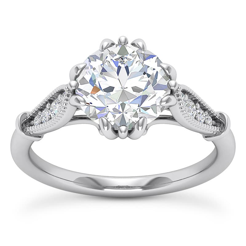 Ladies 14KT White Gold Platinum Engagement Rings ENR9854-1.5