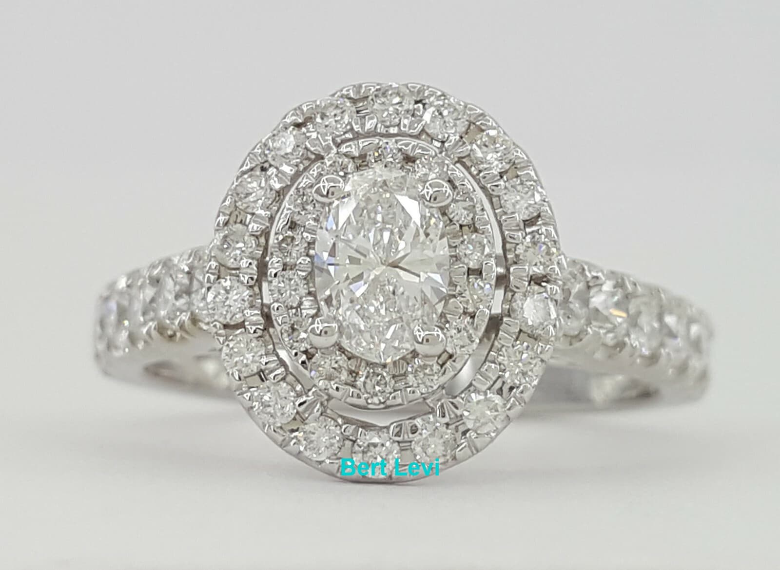 Oval Cut Diamond Double Halo Engagement Ring 1 ct 14k White Gold