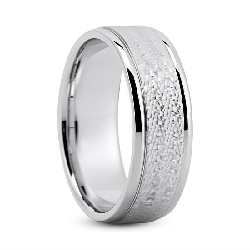 Mens 14KT White Gold Platinum Traditional Wedding Band M8063