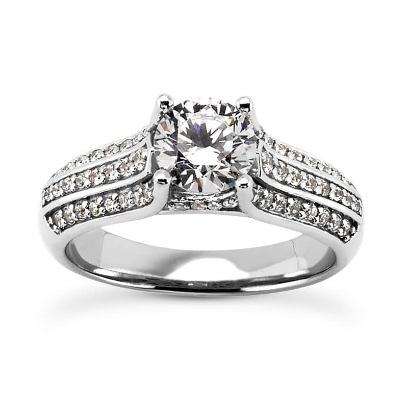 Ladies 14KT White Gold Platinum Antique Engagement Ring ENR9515-1