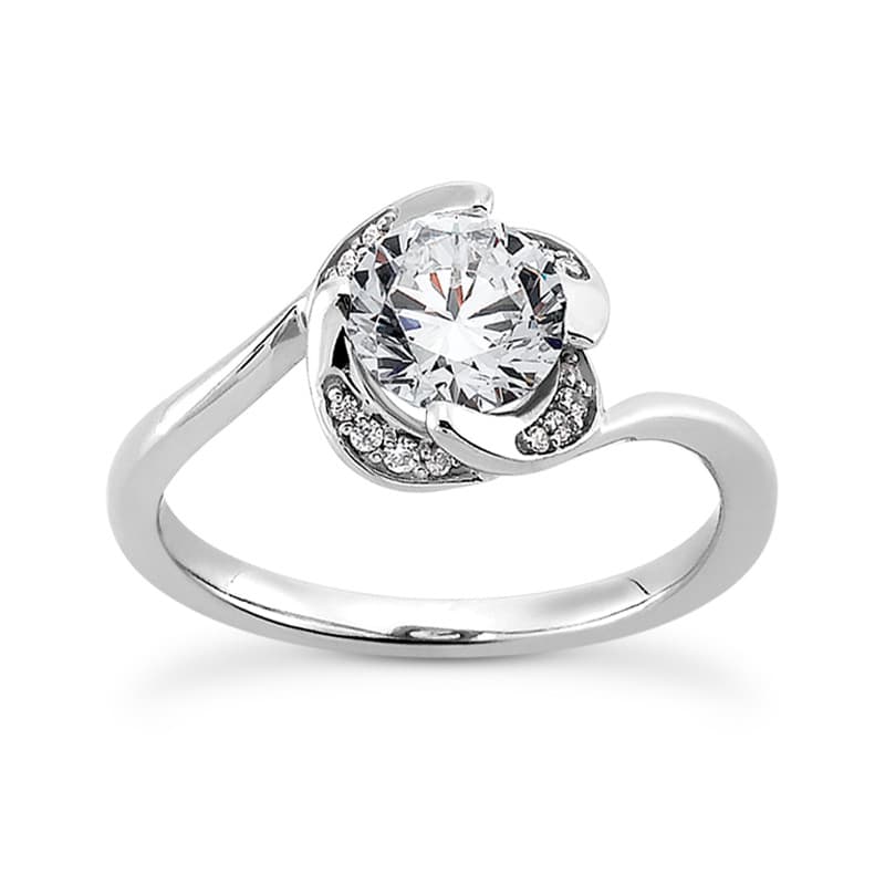 Ladies 14KT White Gold Platinum Fancy Engagement Ring ENR9303-1