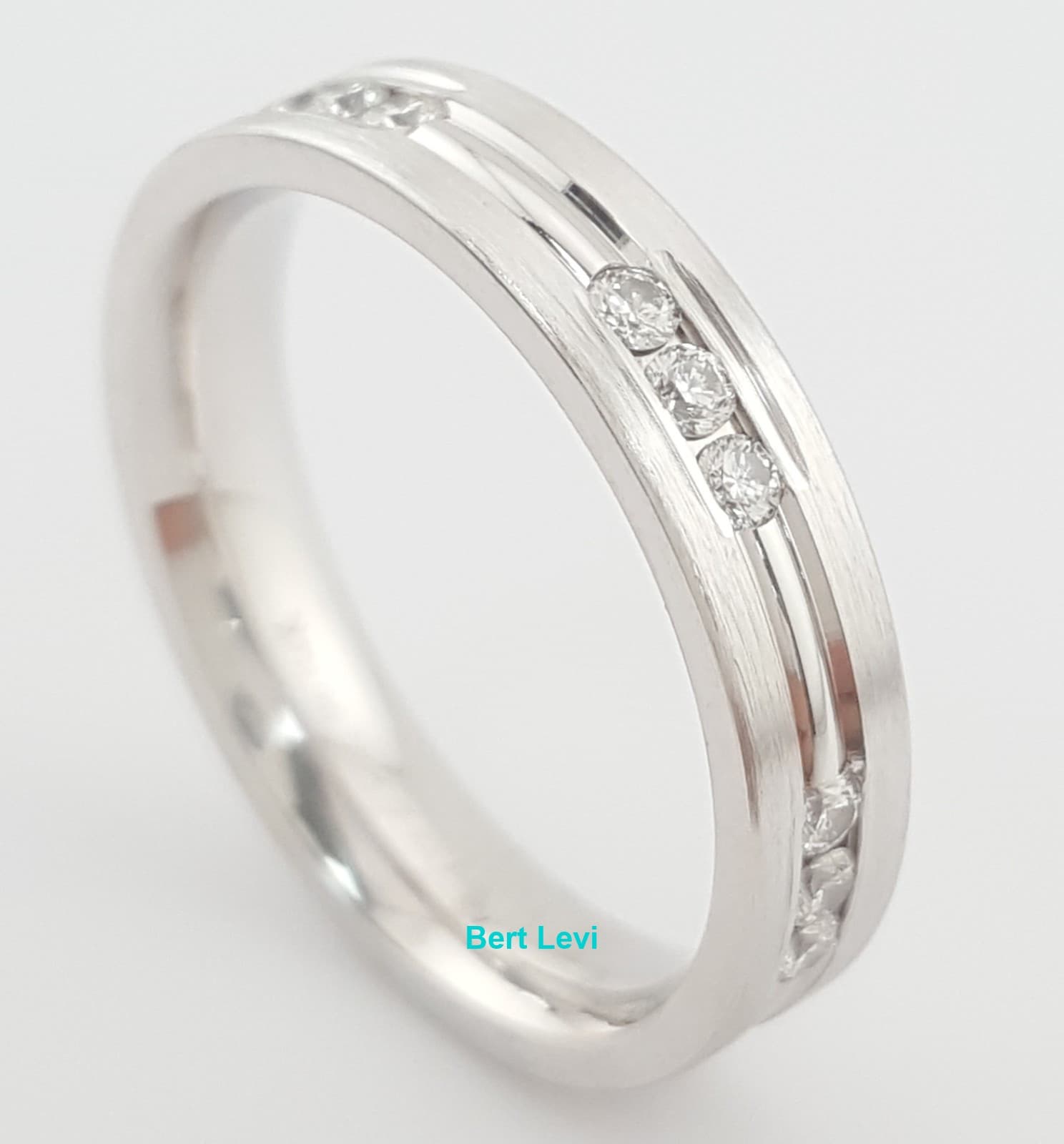 Benchmark Round Diamond White Gold Wedding Band Ring 0.36 ct 14K 4mm