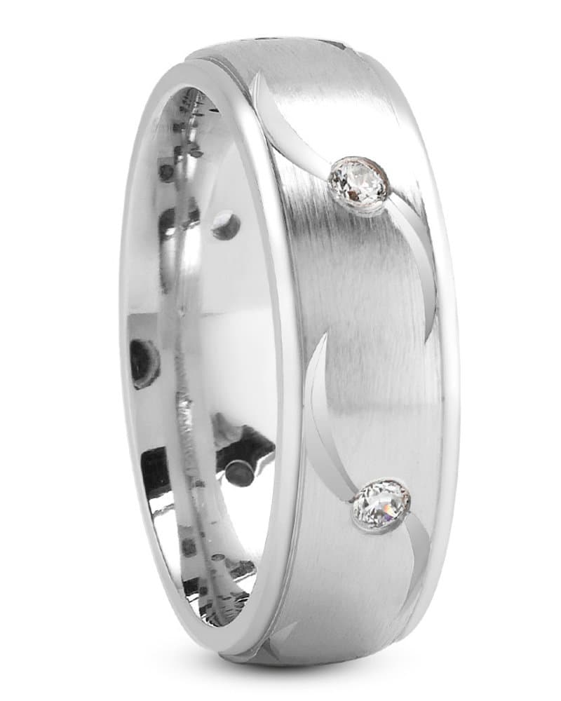 Ladies 14KT White Gold Platinum Traditional Wedding Band DB1012-7