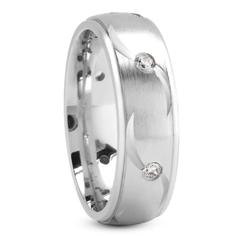 Ladies 14KT White Gold Platinum Traditional Wedding Band DB1012-7