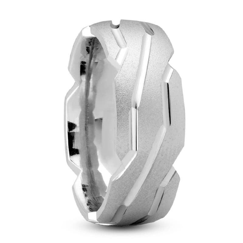 Mens 14KT White Gold Platinum Traditional Wedding Band M516
