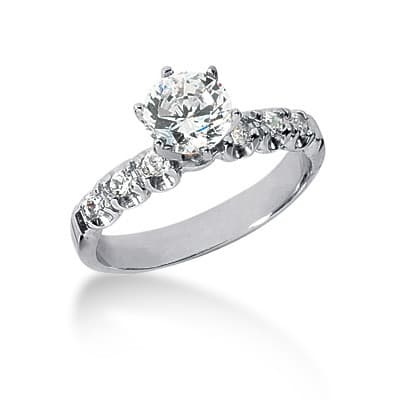Ladies 14KT White Gold Platinum Fancy Engagement Set ENS546-A
