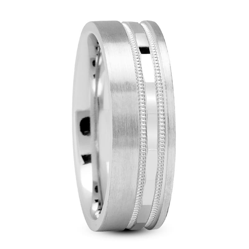 Mens 14KT White Gold Platinum Traditional Wedding Band M328