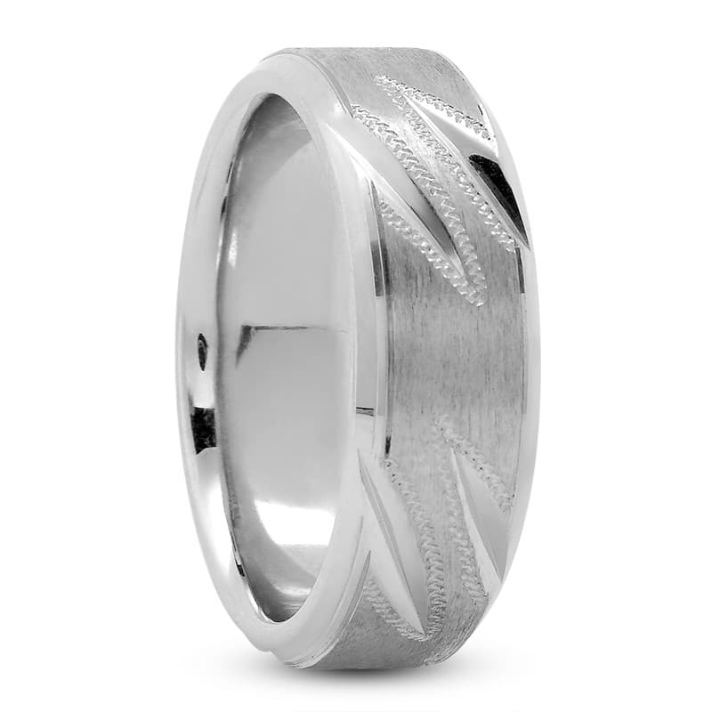Mens 14KT White Gold Platinum Traditional Wedding Band M363