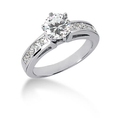 Ladies 14KT White Gold Platinum Fancy Engagement Set ENS582-A
