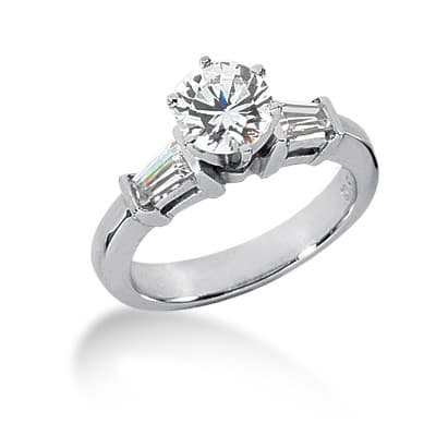 Ladies 14KT White Gold Platinum Three Stones Engagement Set ENS103-A