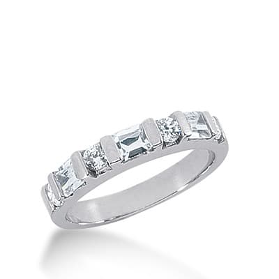 Ladies 14KT White Gold Platinum Diamond Wedding Band WB1336