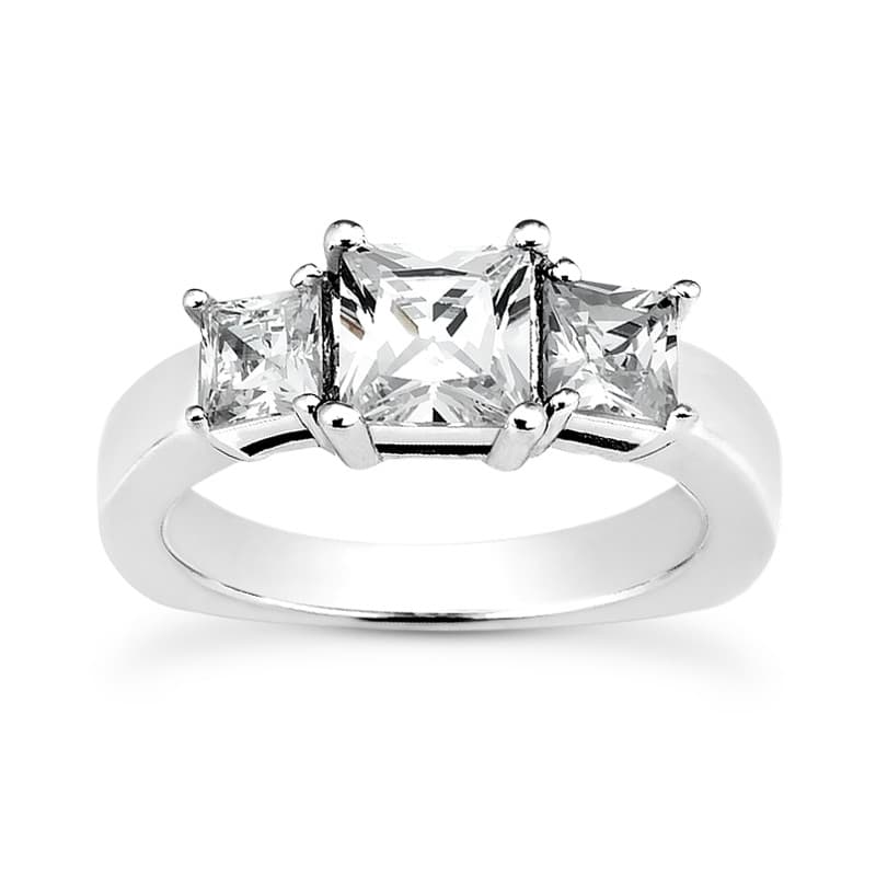 Ladies White Gold Platinum Princess Diamond Three Stones Engagement Ring ENR7616