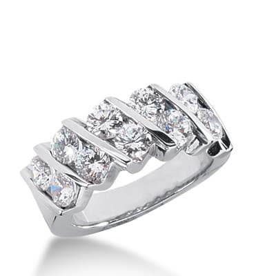 Ladies 14KT White Gold Platinum Round Diamond Wedding Band WB1863