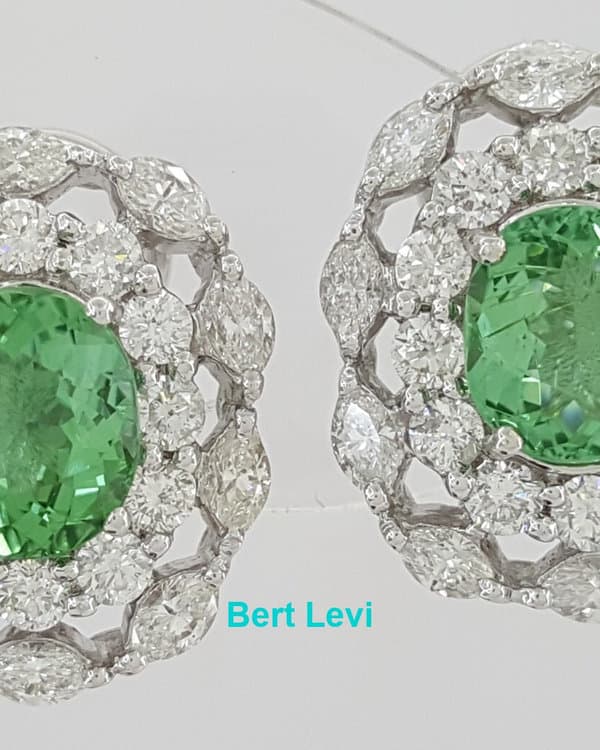 Paraiba Oval Tourmaline & Diamond Earrings 7.38 ct 18k White Gold GIA Rtl $25K