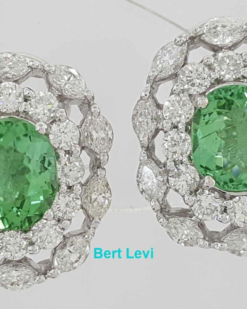 Paraiba Oval Tourmaline & Diamond Earrings 7.38 ct 18k White Gold GIA Rtl $25K