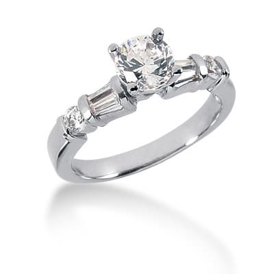 Ladies 14KT White Gold Platinum Tailored Engagement Set ENS290-A
