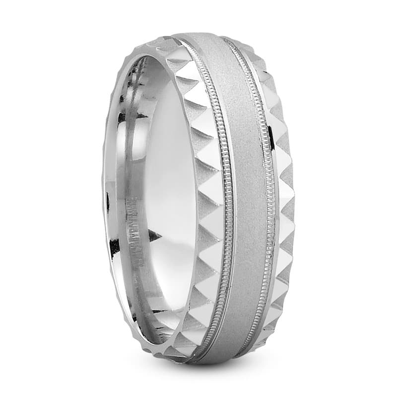 Mens 14KT White Gold Platinum Traditional Wedding Band M1053