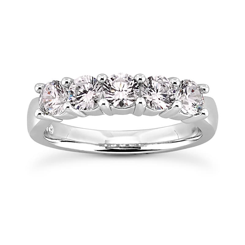 Ladies 14KT White Gold Platinum Round Diamond Wedding Band WB566