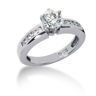 Ladies 14KT White Gold Platinum Fancy Engagement Set ENS596-A