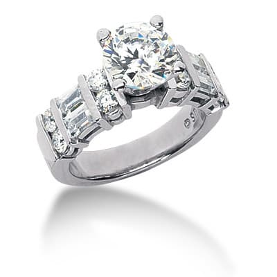 Ladies 14KT White Gold Platinum Fancy Engagement Set ENS765-A