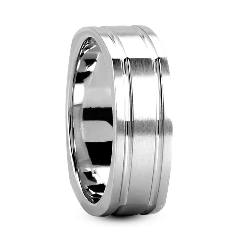 Mens 14KT White Gold Platinum Traditional Wedding Band MSQ468