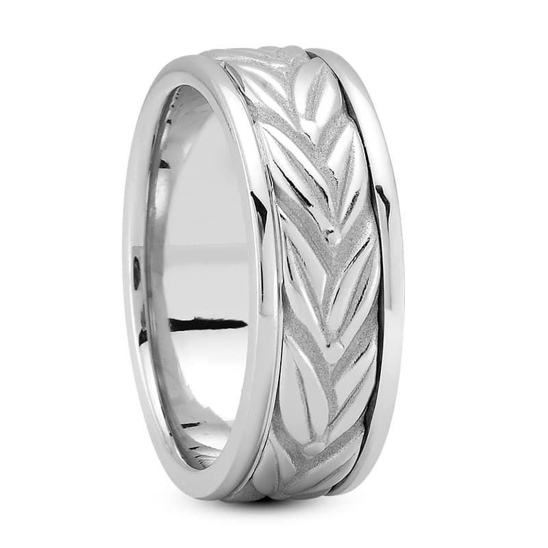 Ladies 14KT White Gold Platinum Traditional Wedding Band HM275
