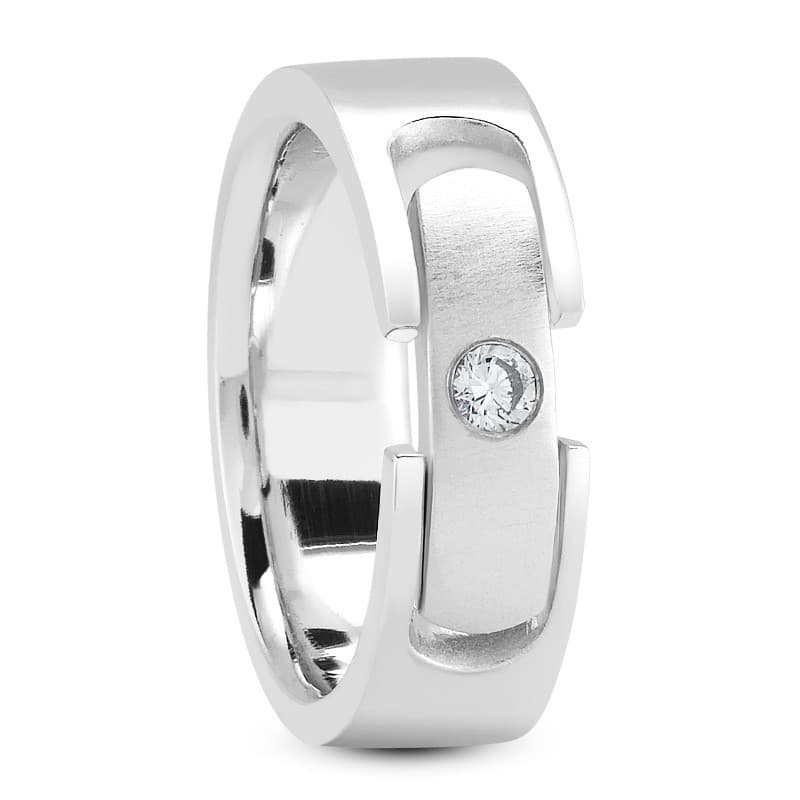 Ladies 14KT White Gold Platinum Traditional Wedding Band DB1203-8-RD