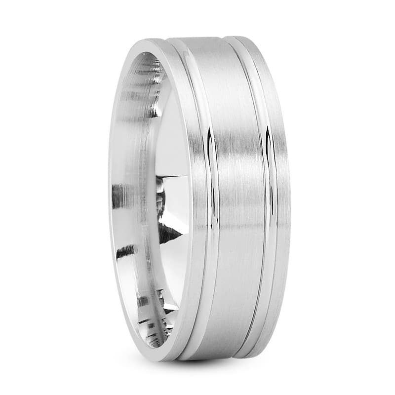 Mens 14KT White Gold Platinum Traditional Wedding Band M1144