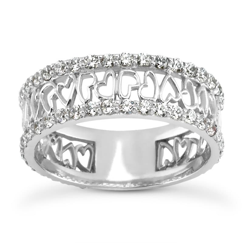 Ladies 14KT White Gold Platinum Round Diamond Wedding Band WB2805