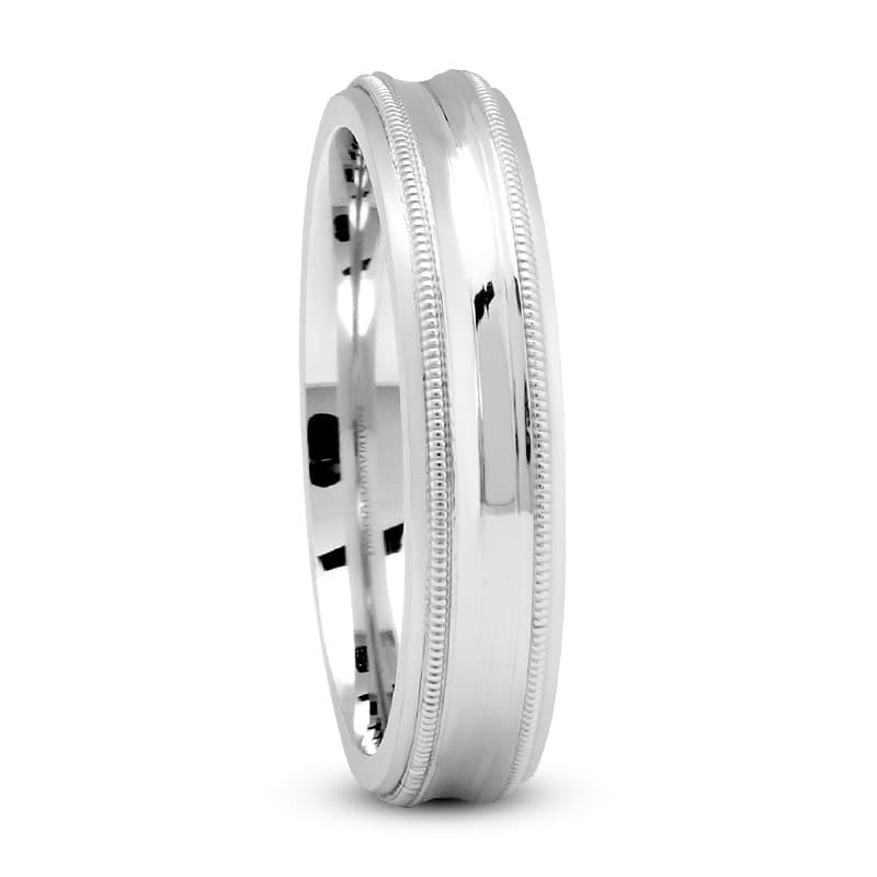 Mens 14KT White Gold Platinum Traditional Wedding Band M196