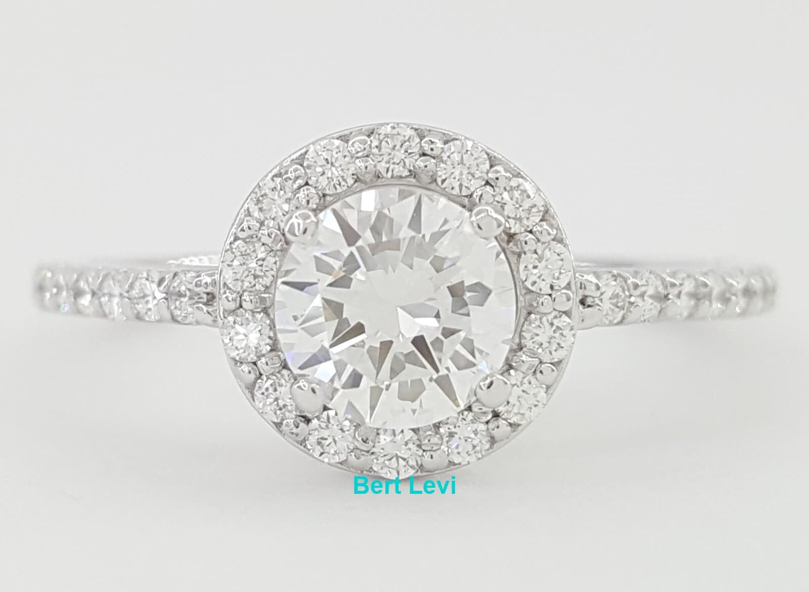 Natural Round Brilliant Diamond Halo Engagement Ring 0.9 ct 14k White Gold