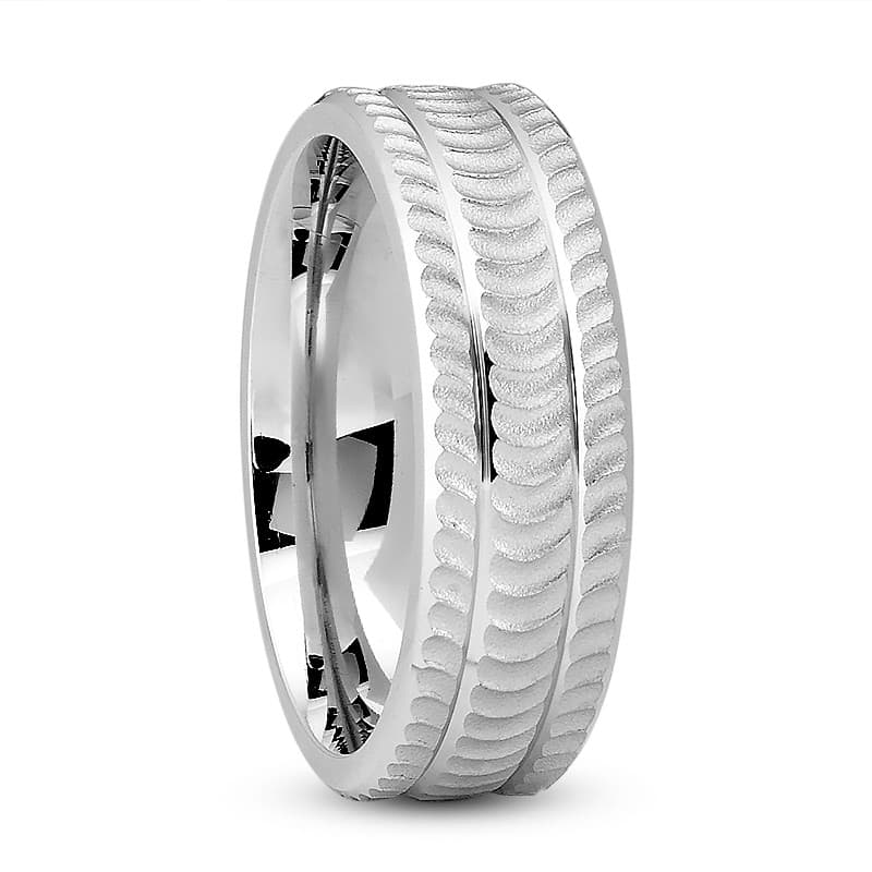 Mens 14KT White Gold Platinum Traditional Wedding Band M703