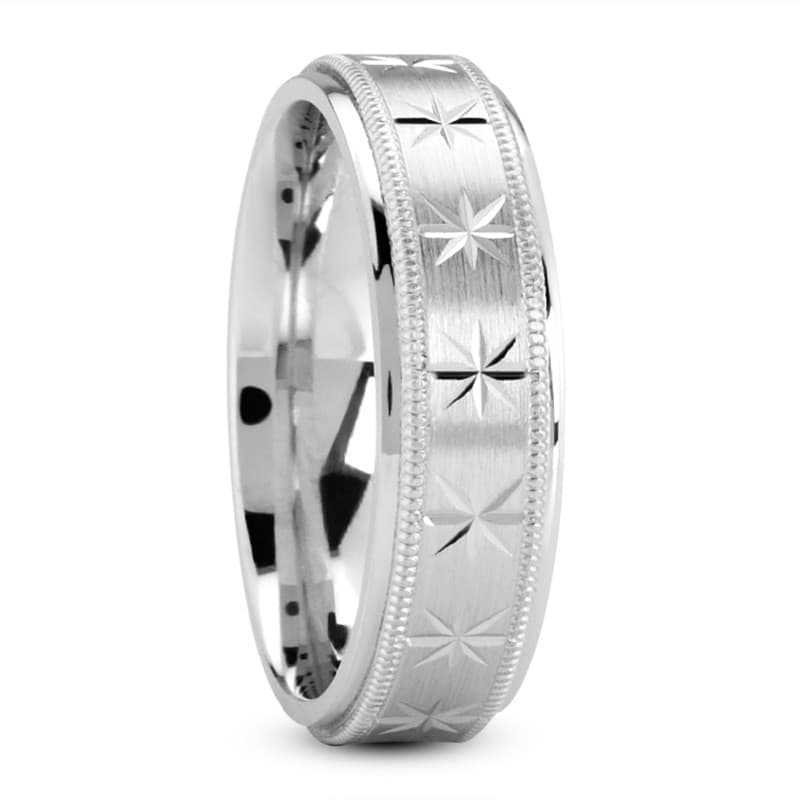 Mens 14KT White Gold Platinum Traditional Wedding Band M390