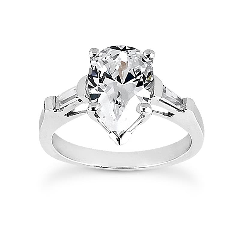 Ladies 14KT White Gold Platinum Three Stones Engagement Set ENS196-1.25-A