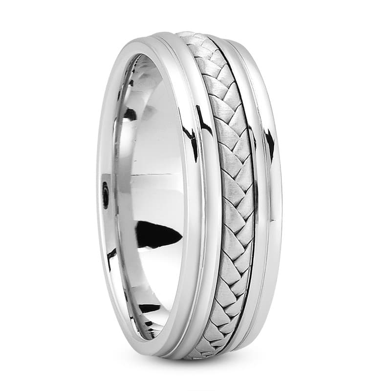 Ladies 14KT White Gold Platinum Traditional Wedding Band HM146