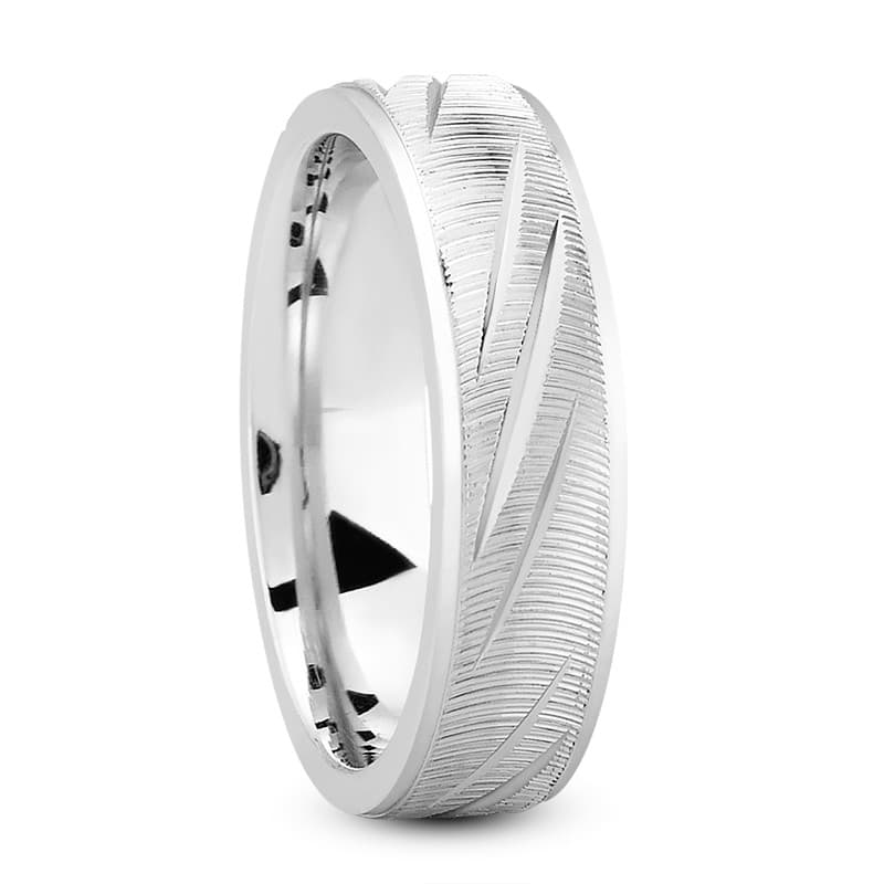 Mens 14KT White Gold Platinum Traditional Wedding Band M638