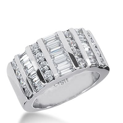 Ladies 14KT White Gold Platinum Diamond Wedding Band WB1804
