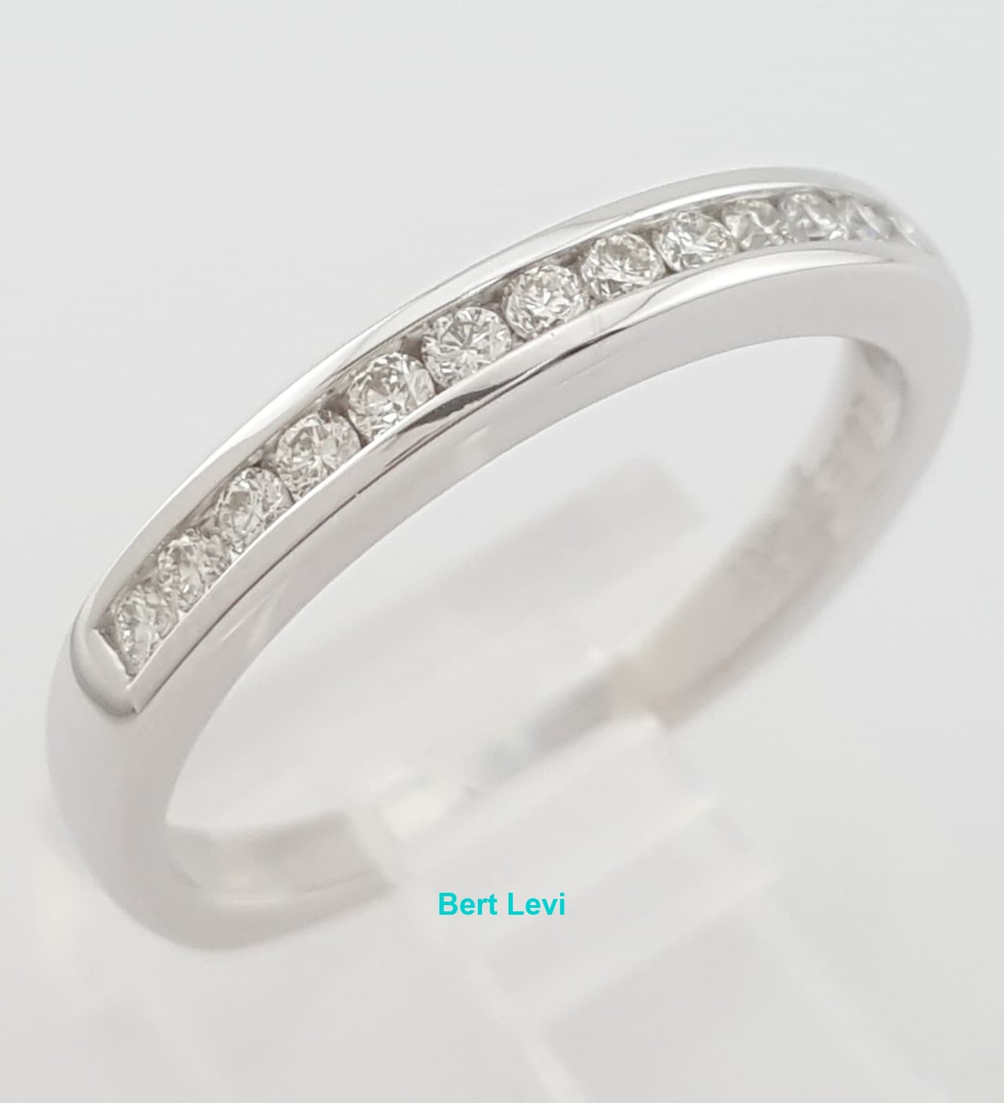 Round Diamond Channel Set Wedding Band Ring 0.2 ct 2.6mm 14k White Gold
