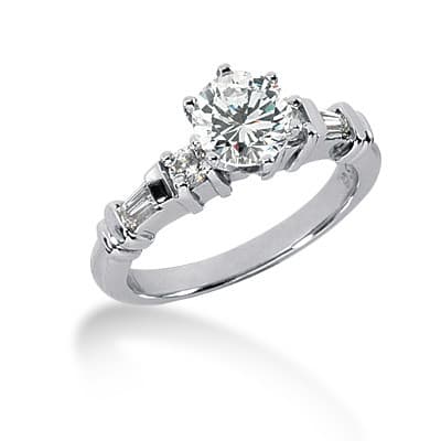 Ladies 14KT White Gold Platinum Tailored Engagement Set ENS111-A