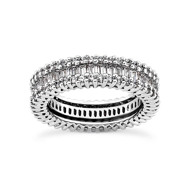 Ladies 14KT White Gold Platinum Eternity Wedding Band EWB476-4