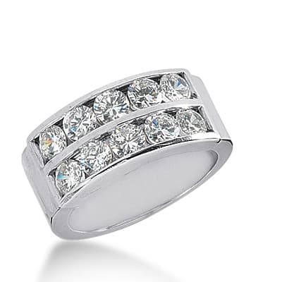 Ladies 14KT White Gold Platinum Round Diamond Wedding Band WB2032