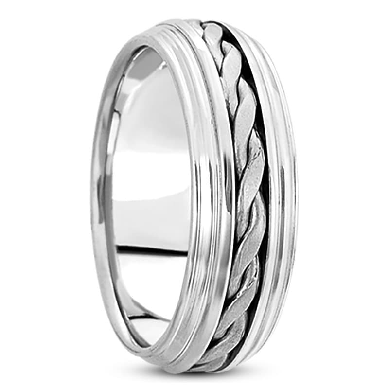 Ladies 14KT White Gold Platinum Traditional Wedding Band HM148