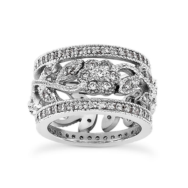 Ladies 14KT White Gold Platinum Eternity Wedding Band EWB409-4