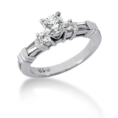 Ladies 14KT White Gold Platinum Tailored Engagement Set ENS778-A