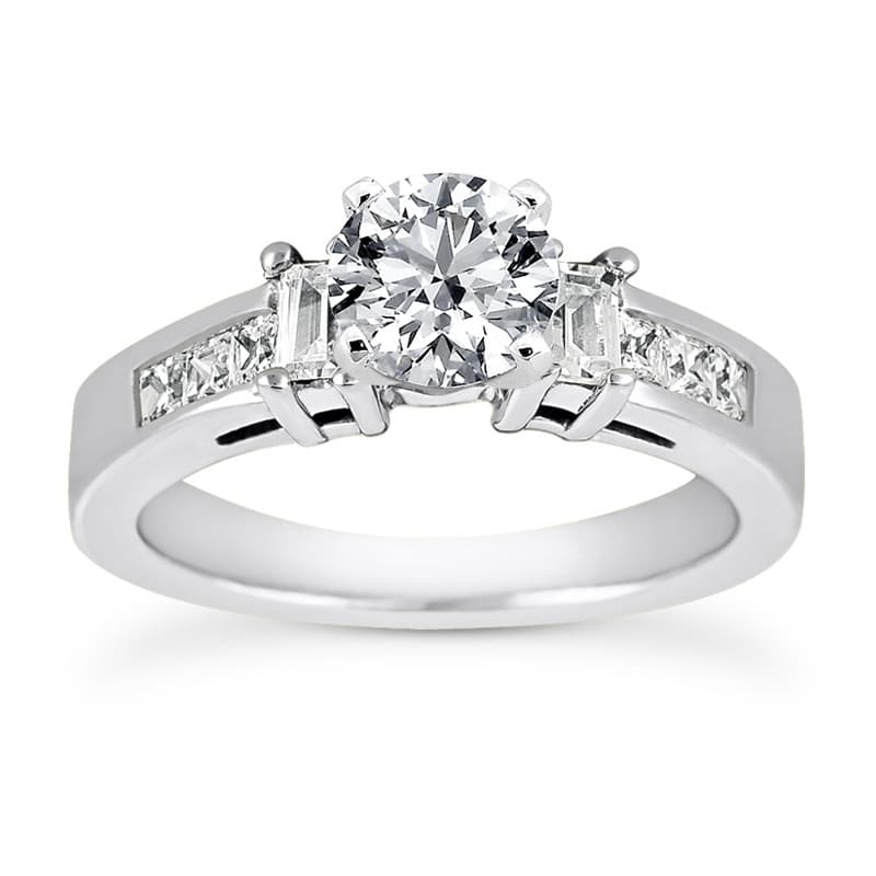 Ladies 14KT White Gold Platinum Fancy Engagement Ring ENR2350