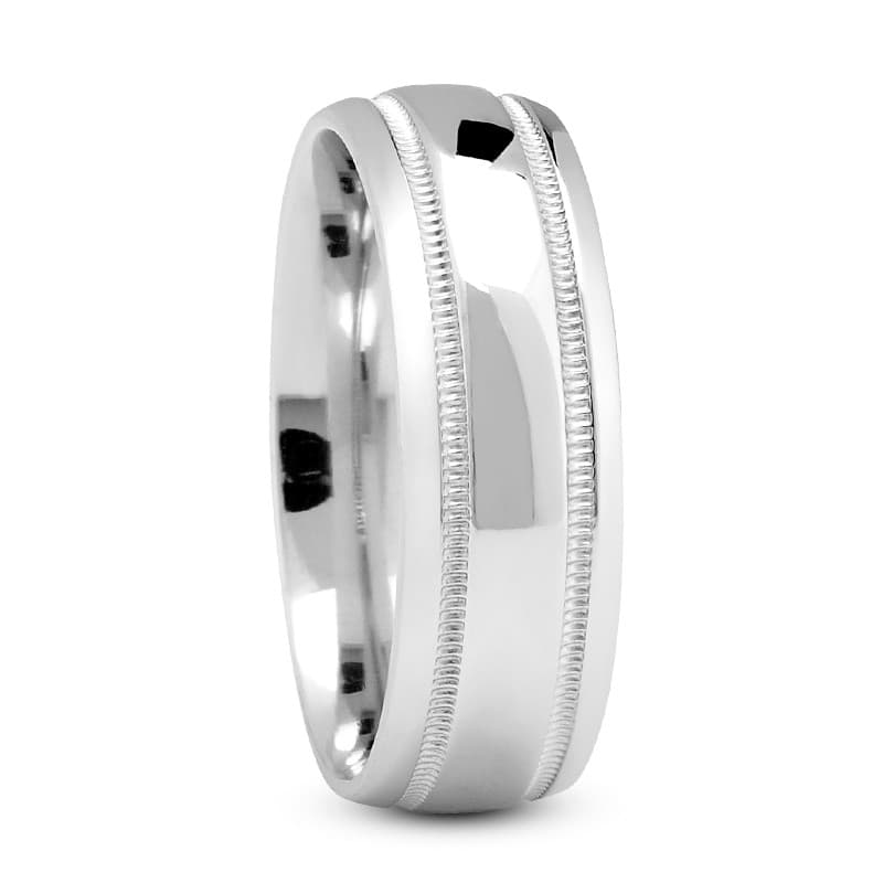 Mens 14KT White Gold Platinum Traditional Wedding Band M230
