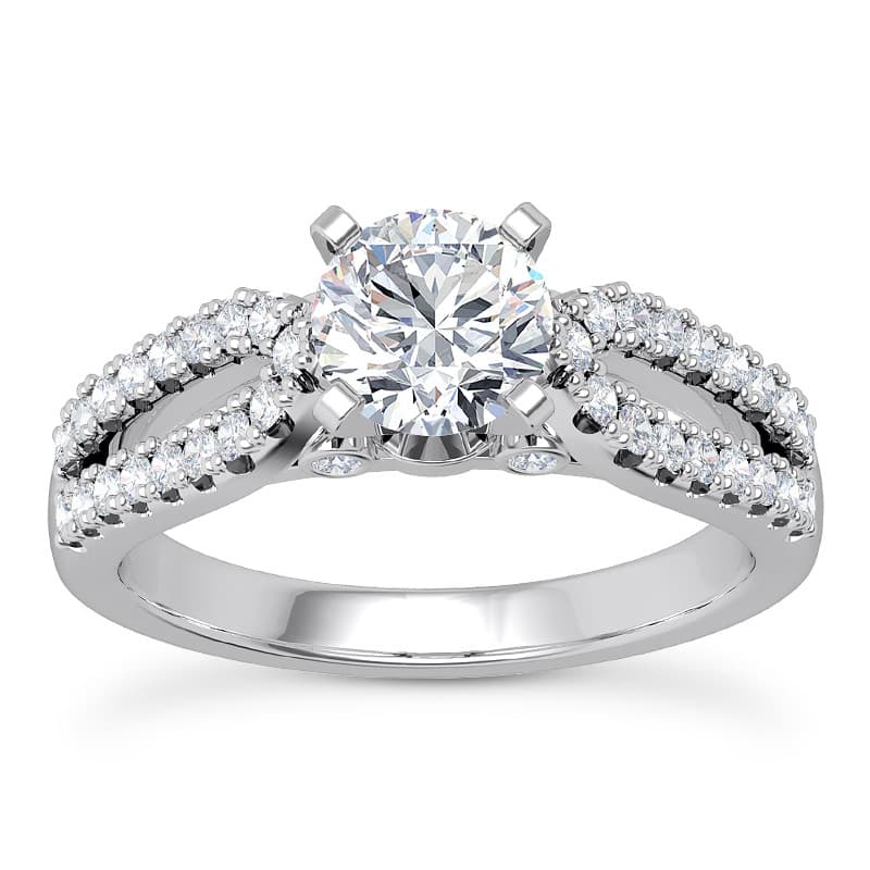 Ladies 14KT White Gold Platinum Fancy Engagement Set ENS2239-A