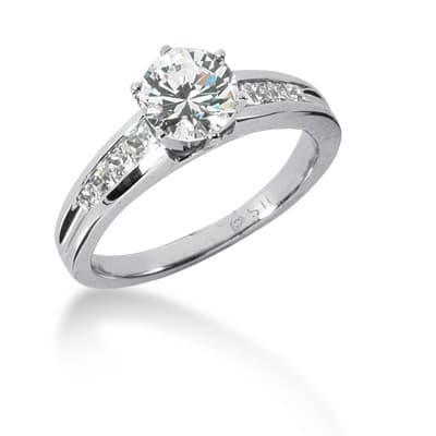 Ladies 14KT White Gold Platinum Fancy Engagement Set ENS647-A