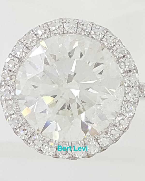 Round Diamond Halo Engagement Ring 2.91 ct 18k White Gold Retail $34k
