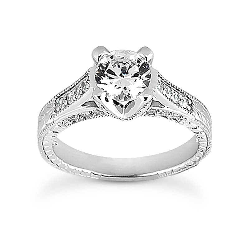 Ladies 14KT White Gold Platinum Fancy Engagement Set ENS1013-A